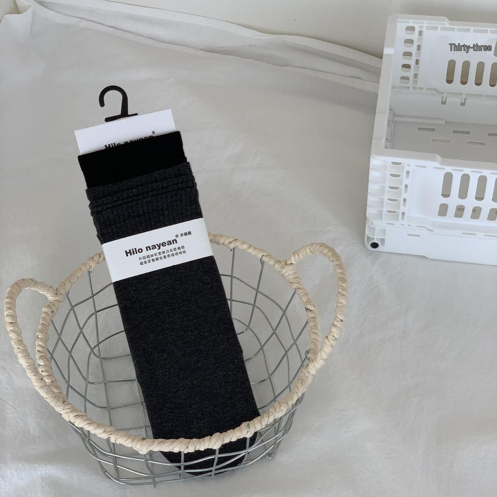Essential Contrast Color Ribbed Cotton Mid-Calf Socks - Four-Season Japanese Style for Women