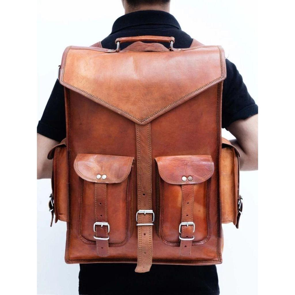 Backpack Bag Leather Laptop Men's Satchel New'' Vintage Rucksack Messenger