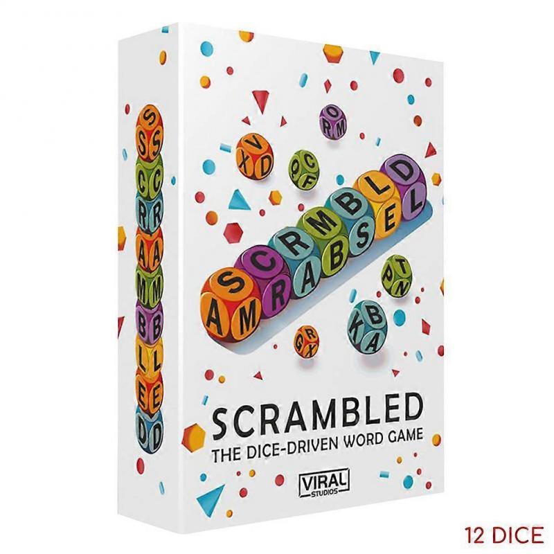 Scrambled Dice Word Game - Family Party Spelling Challenge Fast-Paced Board Game for 1-5 Players