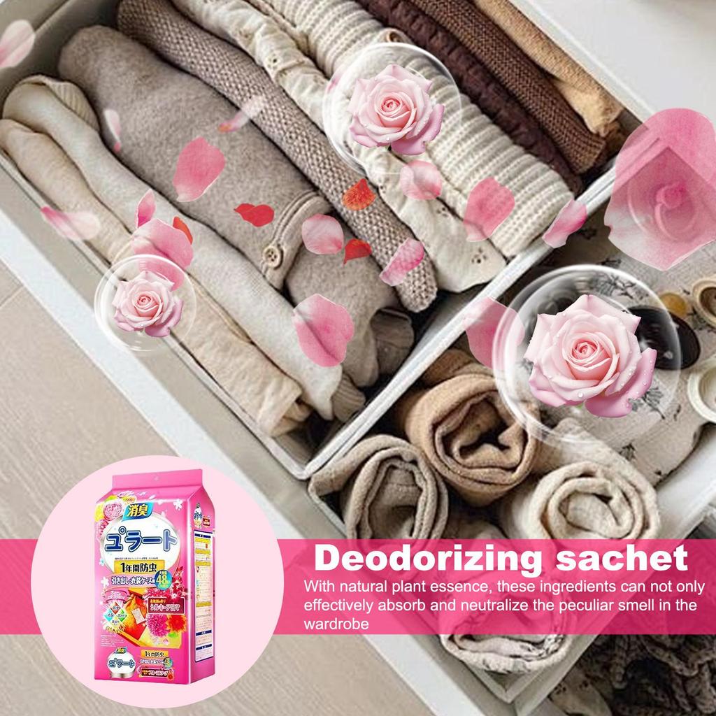 Schubladen-Duftsäckchen 48 Stück Duftsäckchen Kleiderschrank-Sachets Kommoden-Schubladen-Düfte Lufterfrischer Langanhaltende Frische Düfte Säckchen-Päckchen Kleiderschrank