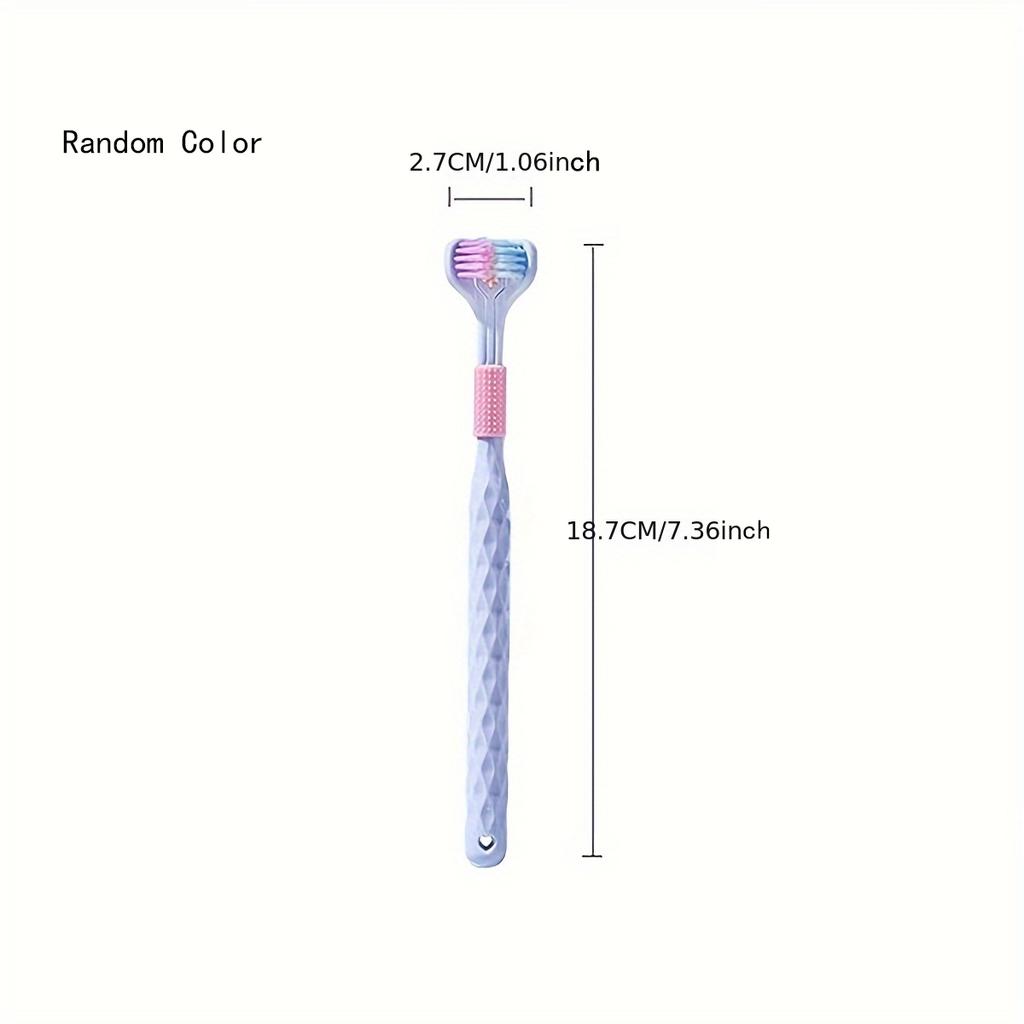 1pc-random Color Gentle 3-sided Toothbrush for Home Deep Cleaning Oral Care - Extra Soft Bristles for Teeth and Gums