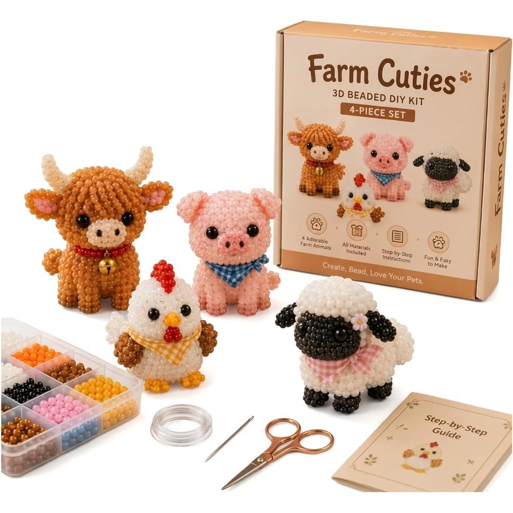 Tiny 3D Beaded Animal DIY Kit, Petite 3D Beaded Animal Craft Kit, 2026 New Cute Beaded Animal Kit with Colorful Beads and Instructions for Teens
