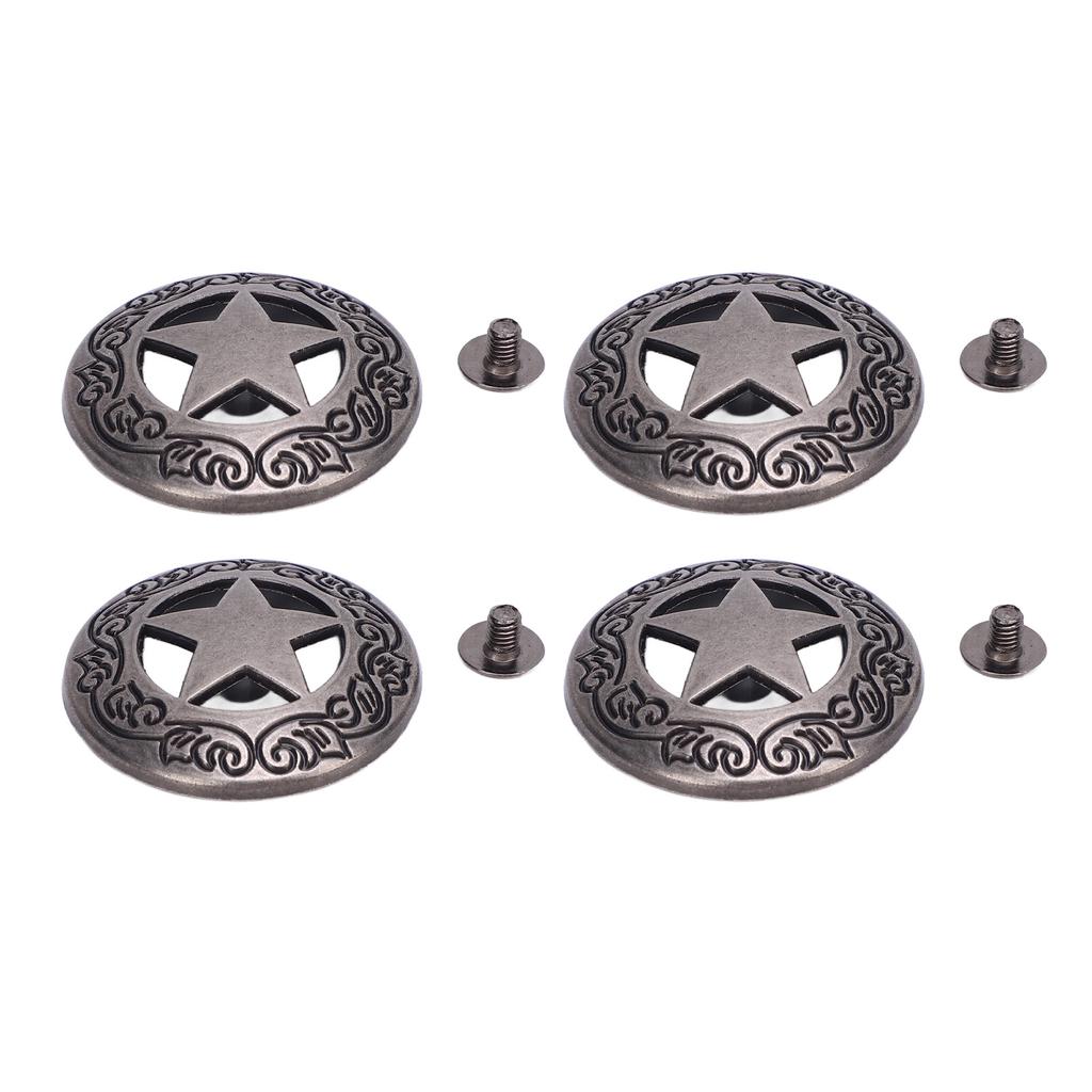 10 Sets Rivets Screws Gunmetal 28mm Hollow Five Pointed Star Rivet and 4.5mm Crossed Screw for Leath