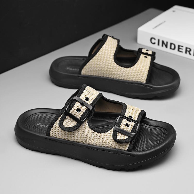 Fashion Brand Hot Sale Men's Open-toed Slippers Handmade Thick Soled Slippers Comfort Indoor Outdoor Anti-slip Wearable Casual Slippers