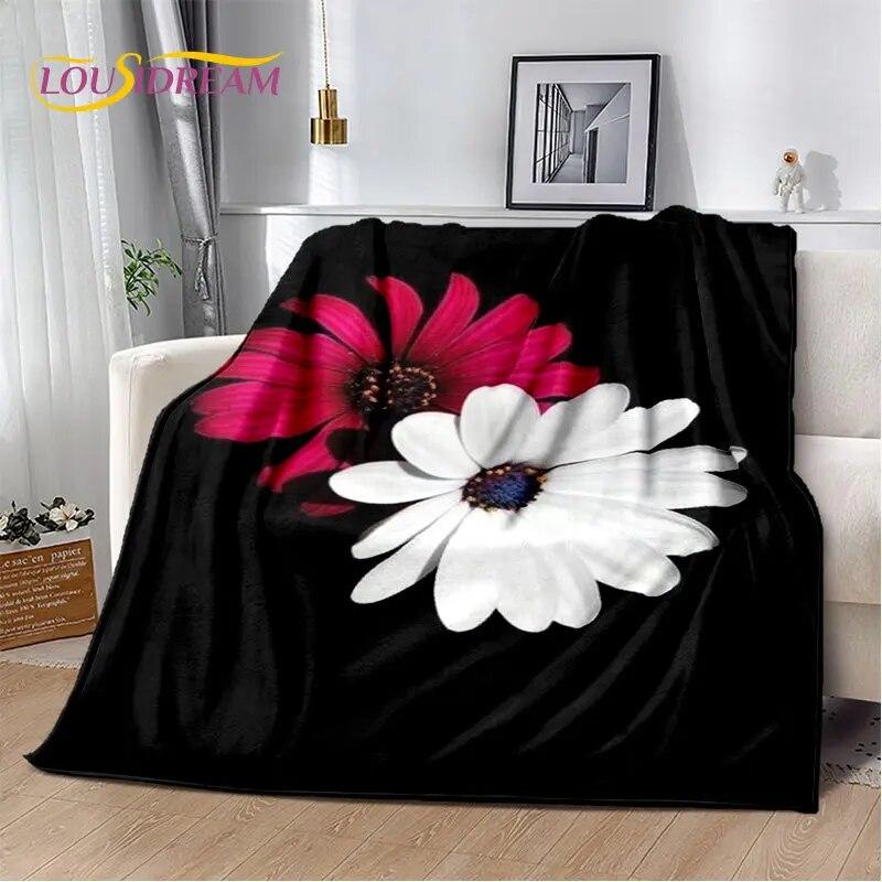 Nordic 3D Daisy Flower Soft Plush Blanket,Flannel Blanket Throw Blanket for Living Room Bedroom Bed Sofa Picnic Cover Bettdecke