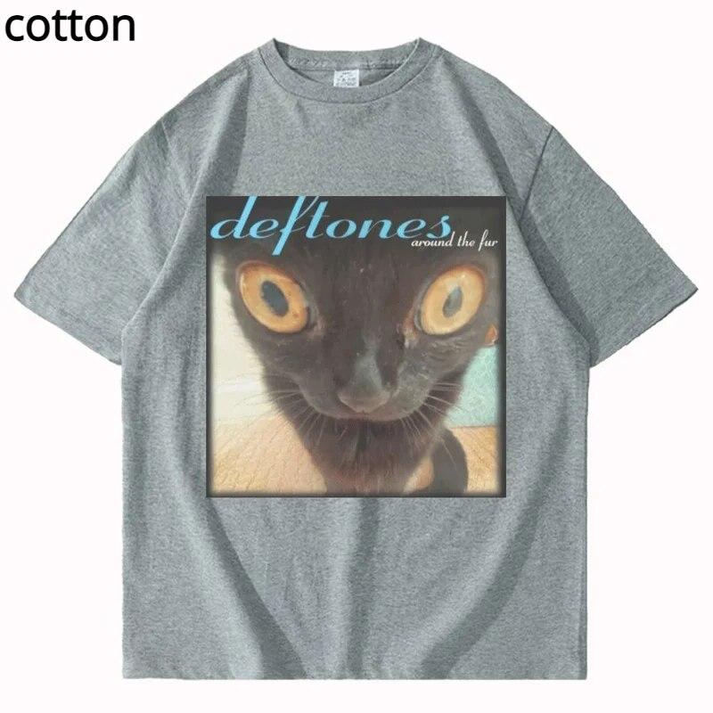 Deftones Around The Fur T-shirt unisex da donna Street Hip-hop Harajuku oversize maniche corte T-shirt in cotone nero alla moda