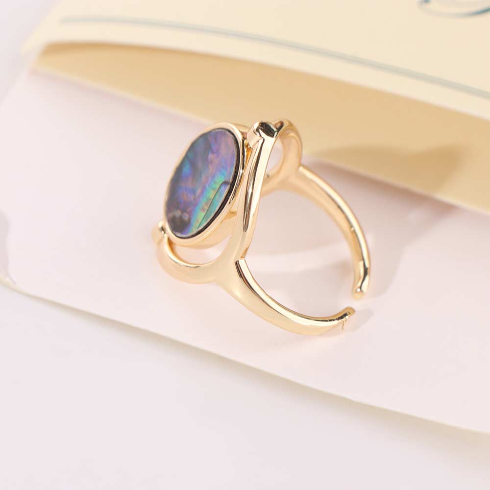 Finger Jewelry Flippable Rings Stainless Steel Rotatable Opal Rings Geometric Oval Rings  Women