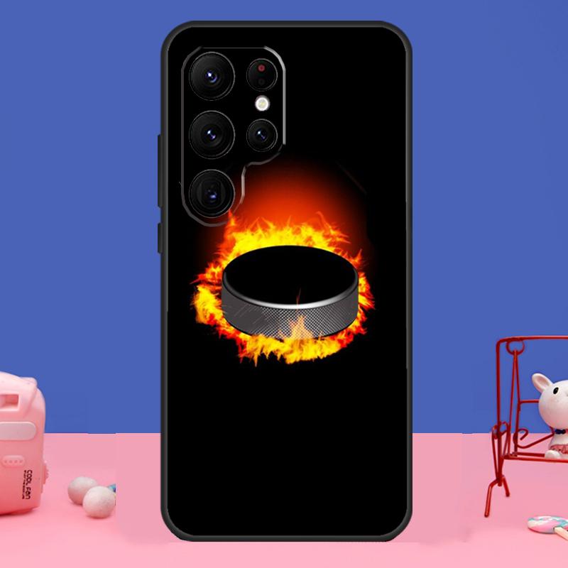 Ice Hockey Puck Case For Samsung Galaxy S24 Ultra S23 S22 S21 S20 FE Note 20 S8 S9 S10 Note 10 Plus Cover