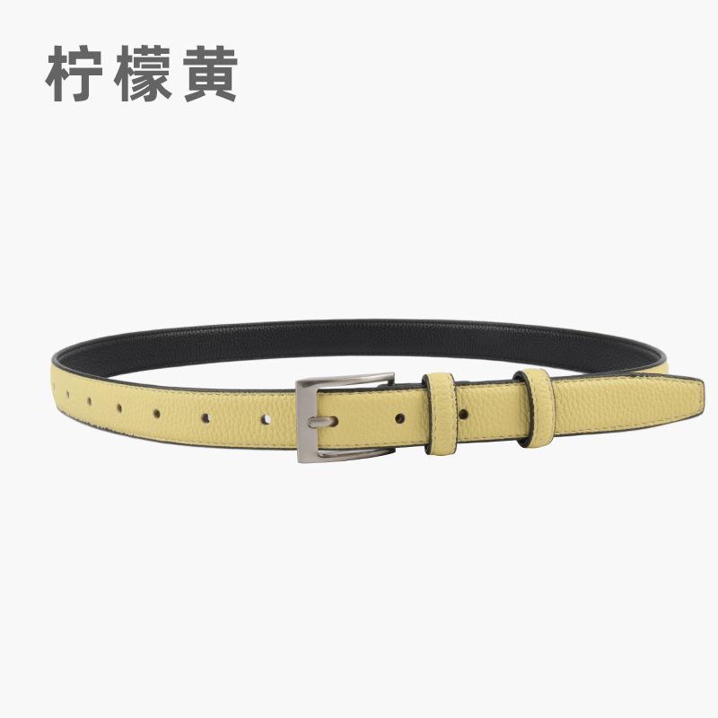 The First Layer Of Cowhide Lychee Pattern Genuine Leather Women'S Belt Retro Belt With Jeans Casual Pants Width 2.3Cm Pin Buckle