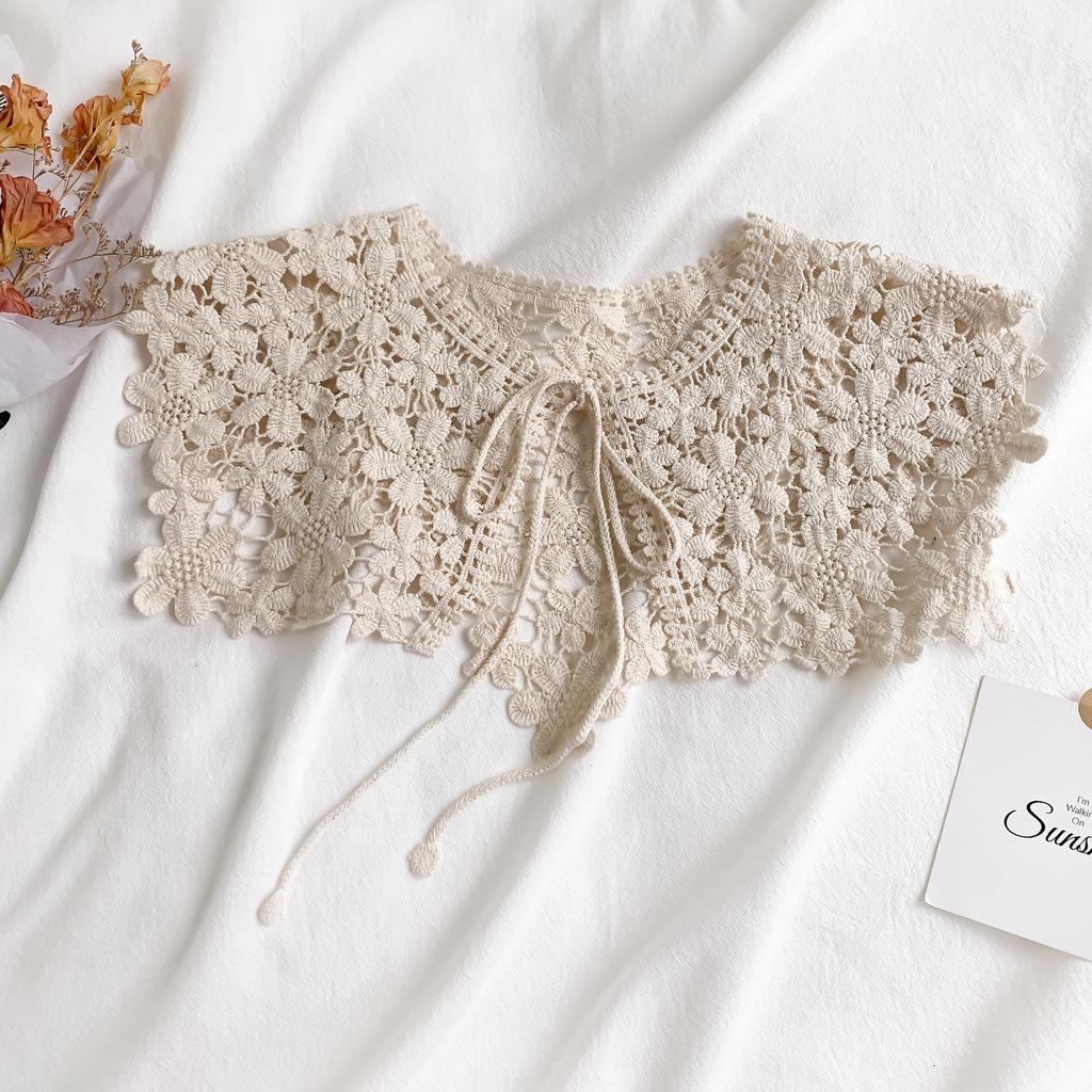 Vier Jahreszeiten Spitze Gestrickt Gehäkelt Hohl Falscher Kragen Damen Kleiner Schal Dekorativ Damen Kleidung Accessoires Abnehmbarer Kragen