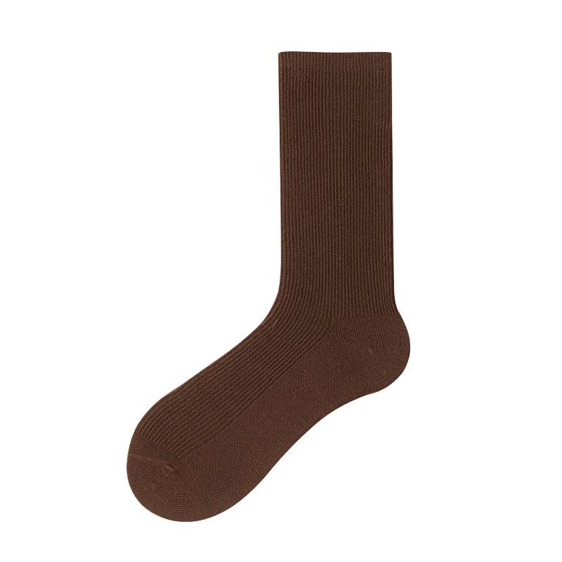 Autumn Winter Khaki Brown Women Cotton Socks Art Middle Tube Socks Harajuku Female Crew Sock Spring Summer Autumn Style Socks