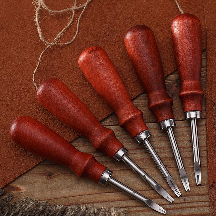Handmade Beech Handle Leather Edge Trimmer and Skiver Tool for DIY Leather Craft and Carving