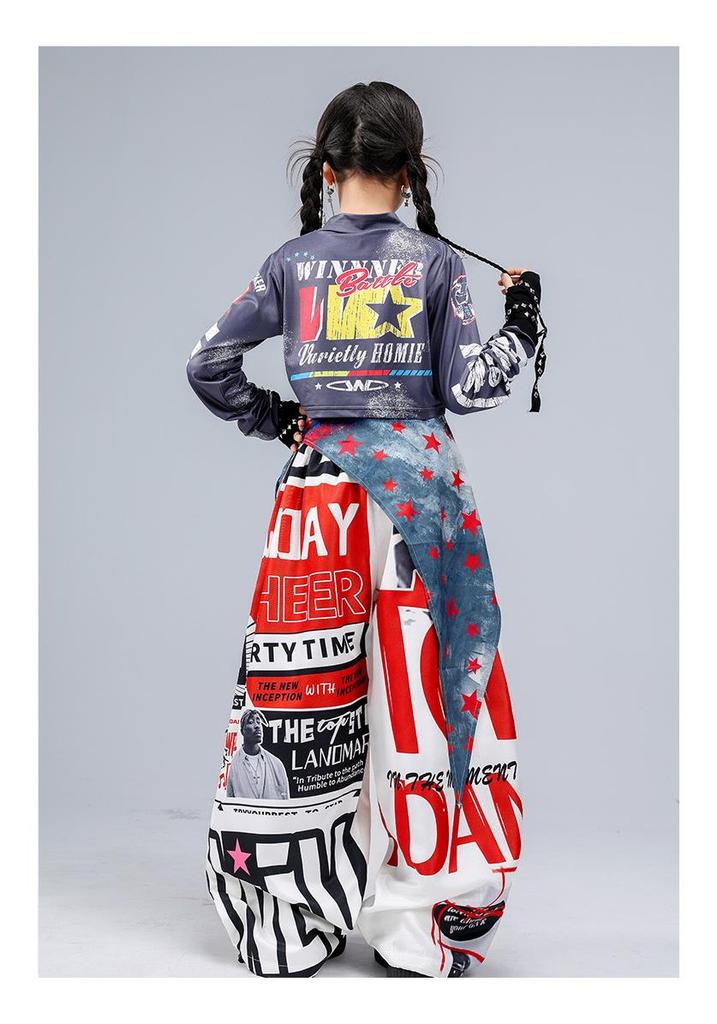Set di Street Dance American Graffiti per Bambini: Abbigliamento Trendy per Performance Hip Hop e Jazz