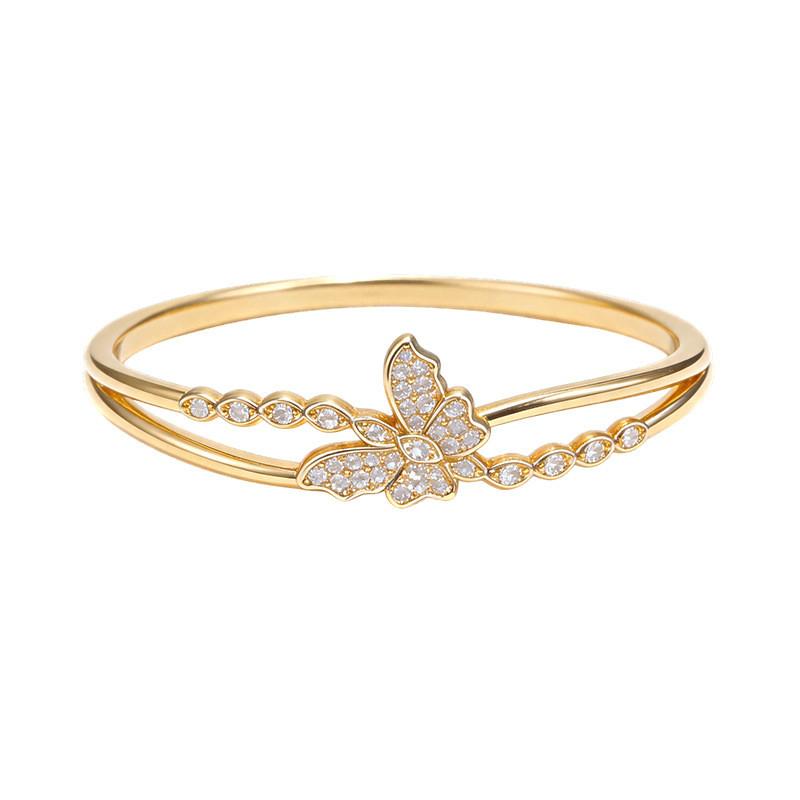 Fashion Butterfly Bracelet With 18k Gold Plating And Zirconia For Elegant Women