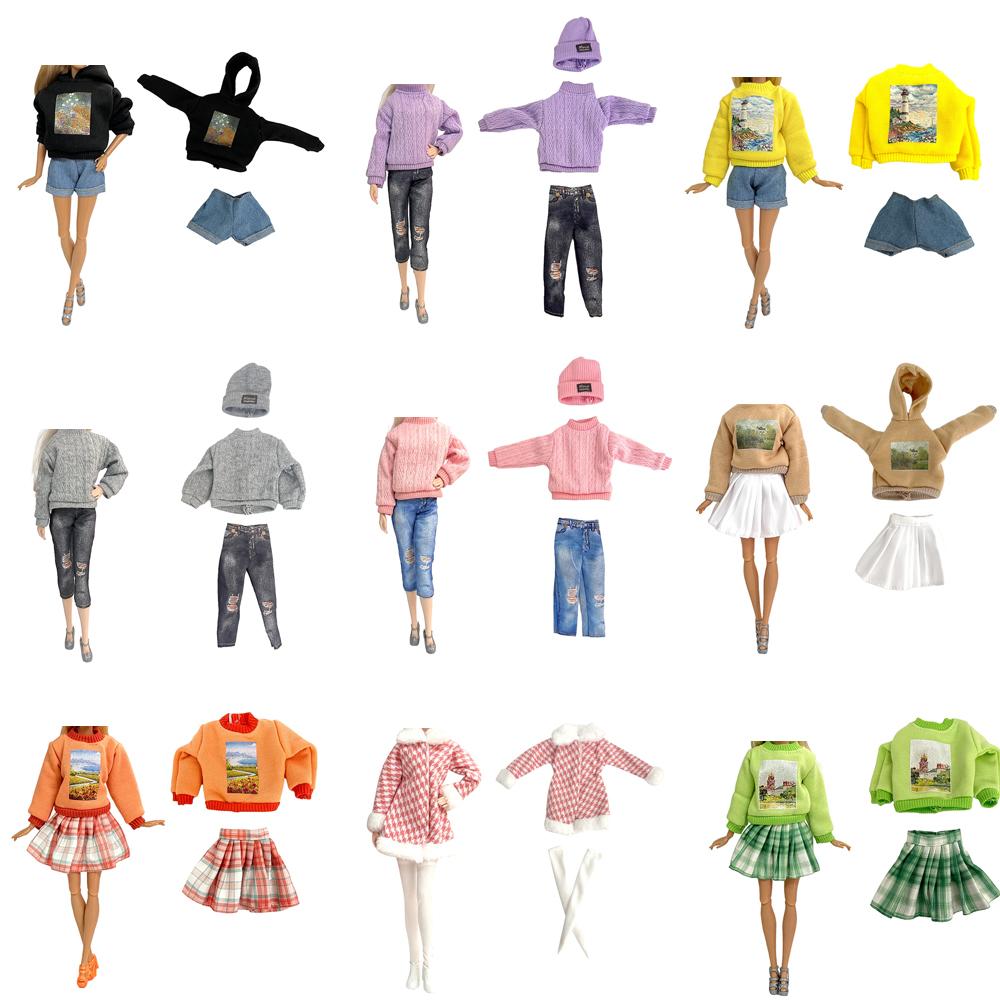 Random 2 Sets Doll Clothes for 30cm Dolls Daily Wear Shirt Pants Trousers 30cm Girl Doll 1/6 Accessories Kids Toy