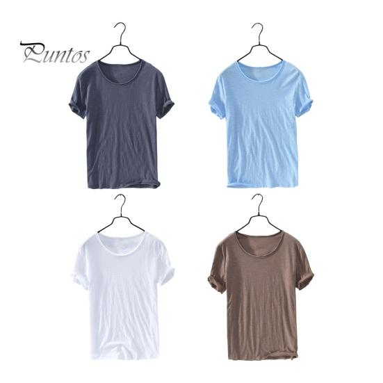Summer Men T-shirt Round Neck Quick-drying Pure Color Thin Short Sleeve Loose Pullover Casual Streetwear Daily Wear Sport Top