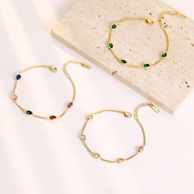 Retro Simple Drop Gem Titanium Steel Bracelet