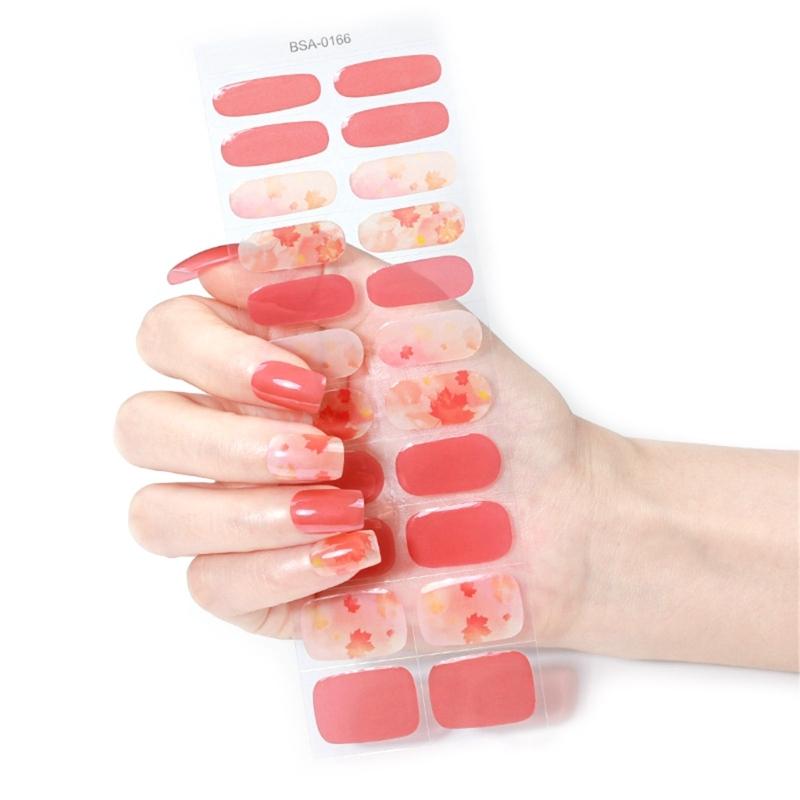 Gel Nail Stickers Full Cover Self Adhesive French Nail Strips Christmas Style Nail Wraps for DIY Manicure Home or Salon