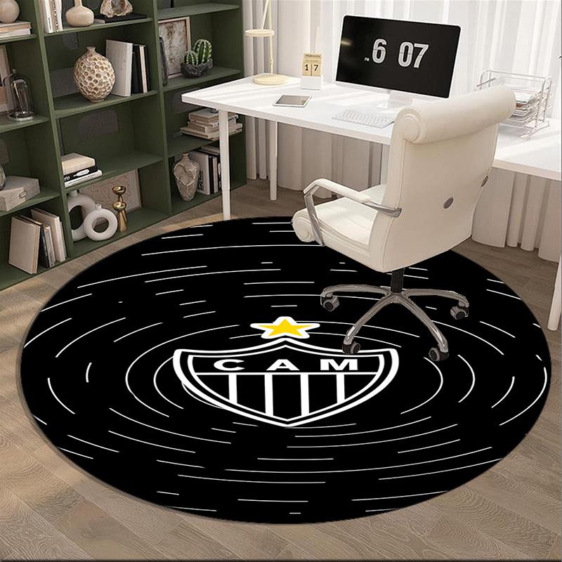 1PC round rug Black And White Stripes With Shield Printed Round Area Rug ,Rug For Home Office, Round Chair Rug,Carpet Fan gifts Christmas gift