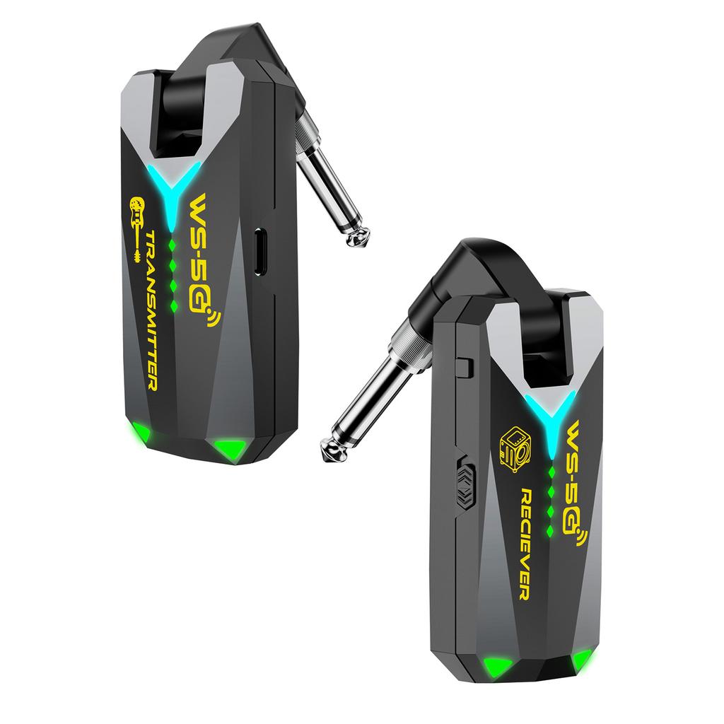 5.8G Wireless Guitar System Sound Transmitter Receiver Studio Sound 50m Range 5.5ms Low Latency Rechargeable 210 Degree
