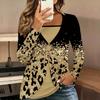 Tops for Women  Geometric Pattern Print Long Sleeve Fake Two‑Piece Top Fall Casual Slim Pullover Women's Long Sleeve Top