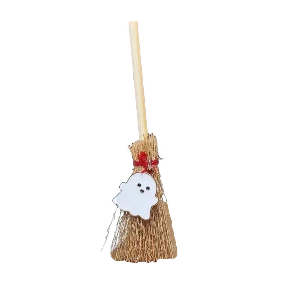 Halloween Festive Miniature Witch Broom Ornament PVC Hanging Pendant Decoration For Holiday Home Party Car Interior