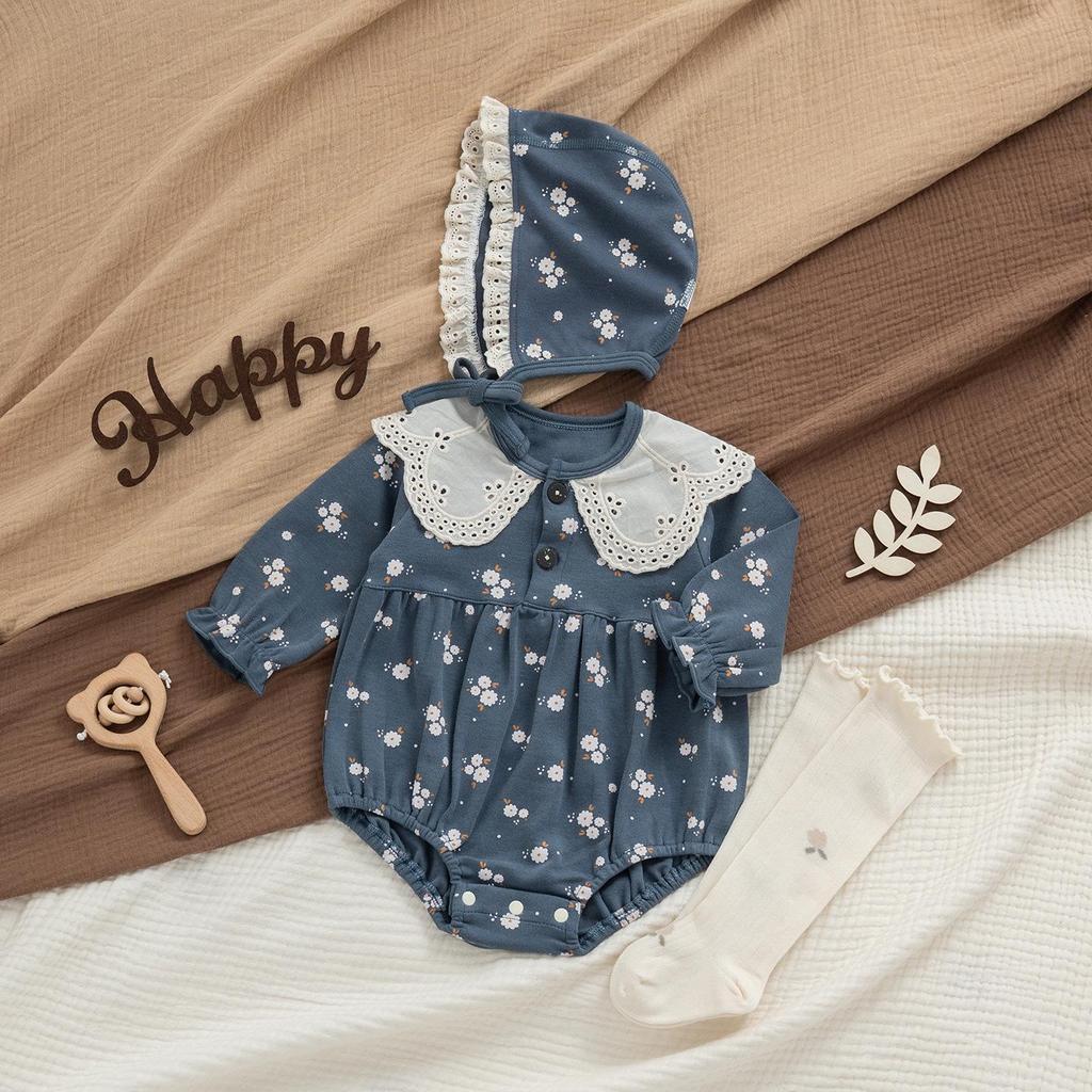 Newborn Princess Spring & Autumn Cotton Romper Set: Baby Girl's Stylish Seasonal Outfit