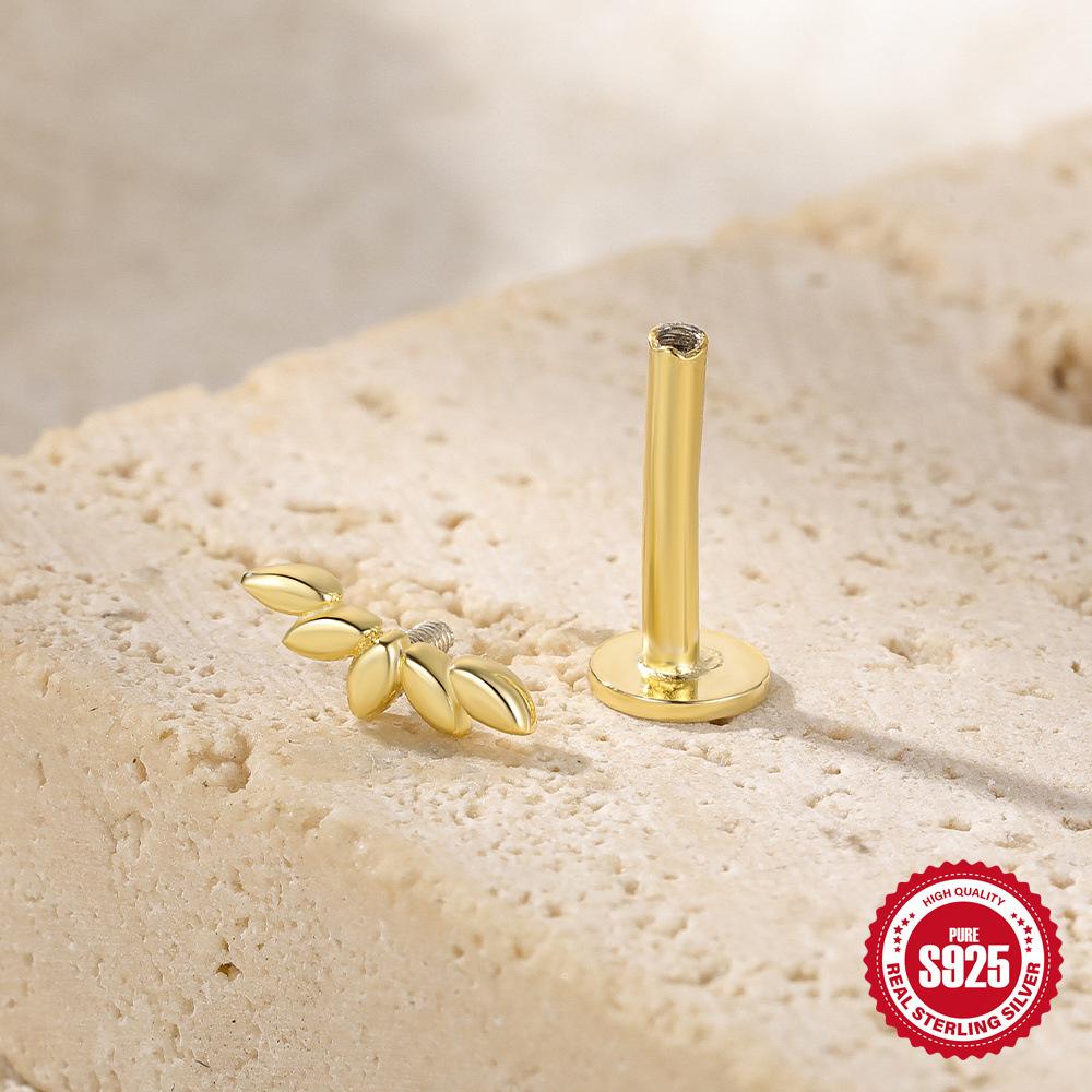 Cercei Piercing Cartilaj Spirală Lotus Diamant Argint Sterling S925 Purtare Zilnică Stâlp Multi-Mărime 5/6/8 Mm