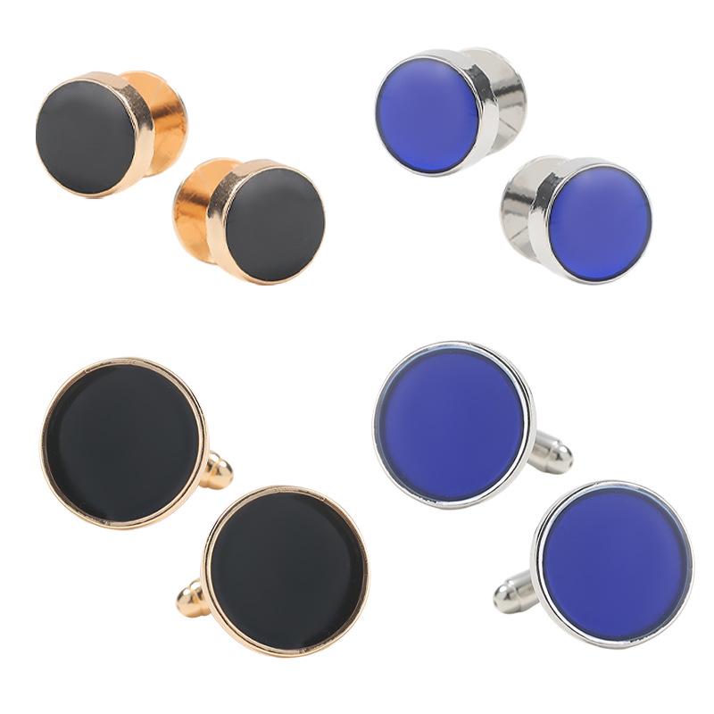Black Baked Paint Cufflinks & Tuxedo Shirt Studs 8-Piece Set