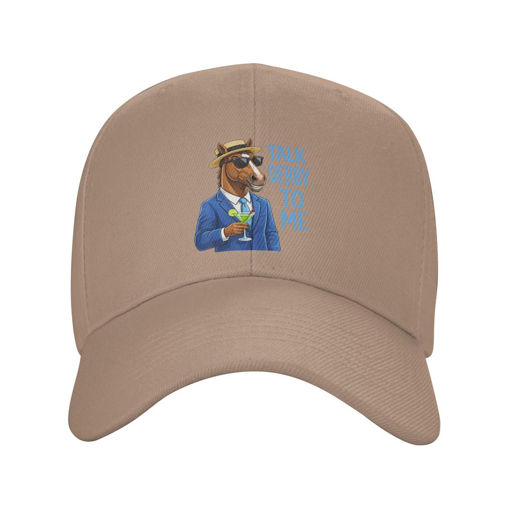 Unisexs Talk Derby To Me Funny Racing Horse Casual Baseball Cap  Running Hippie Trucker Hat Summer Unisex Adult Design Snapback Cap
