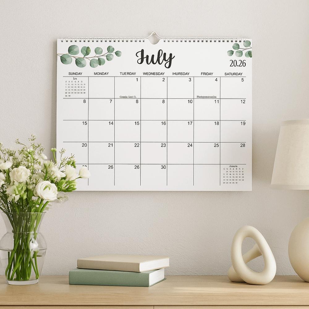 18 Months Leaf Pattern Calendar Square Weekly Schedule Calendar Durable Wall Calendar  Office