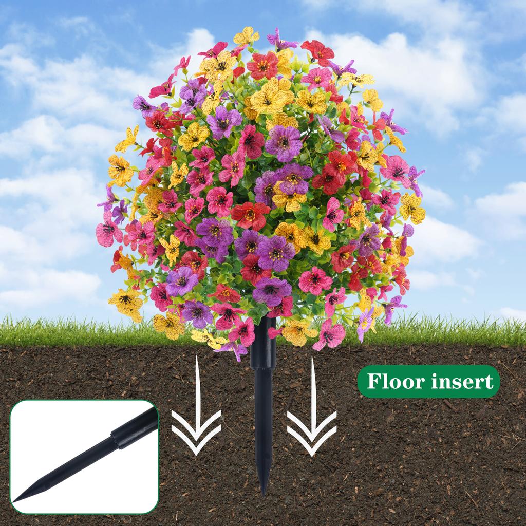 Fake Flowers Outdoor UV Resistant Faux Plants for Outside Yard Wedding Indoor Home Kitchen Farmhouse Decor Artificial Plants