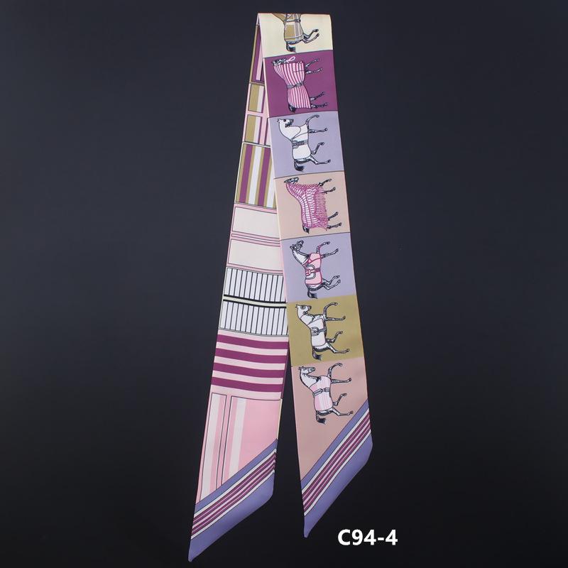 Maige 2018 Silk Scarf: European & American Style, Horse Design, Women's Bag Handle, Ribbon Headband