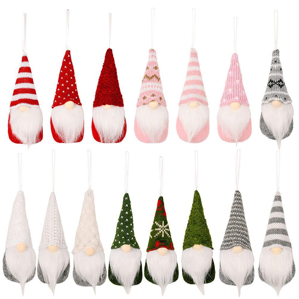 Tree 3x Christmas Hanging Gnome Plush Gonk Santa Doll Pendants Decoration Xmas