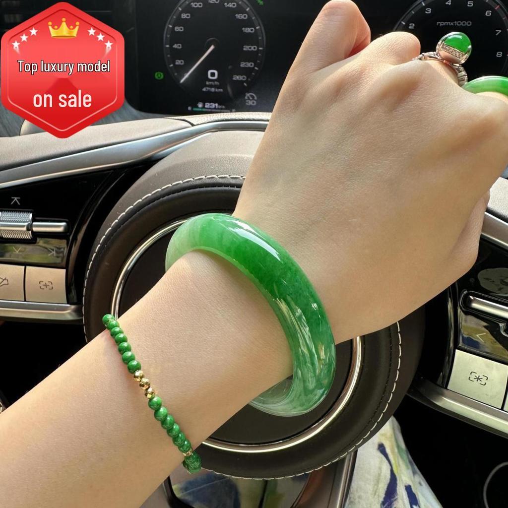 Young Master Mu 'Gaining Green Mountains' Imperial Green Jade Bracelet - Old Pit Full Green Ice Seed Jade