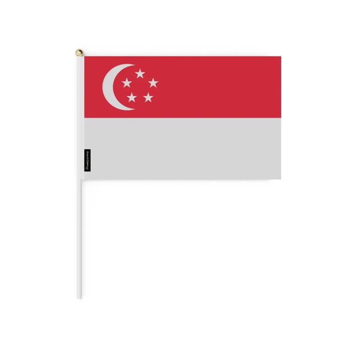 Drapeau - Singapour - Mini Drapeau 14x21 Cm - Polyester Résistant - Léger Et Robuste - Impression Recto/verso