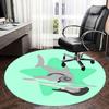 Shark with Glasses Playing Guitar Chair Mat   Round Carpet for Home Decor, Office Use, Gift Idea for Any Room0292b