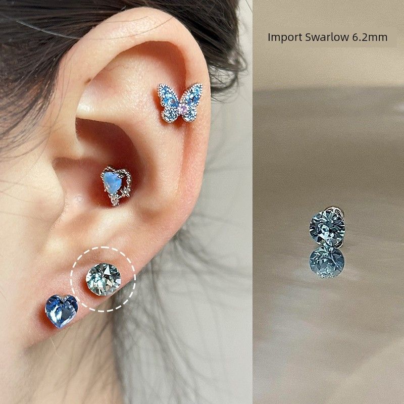 

Медицинская титановая сталь 56 цветов, затягивающаяся пряжка, серьга-пусет для козелка 6.2mm aquamarine 1