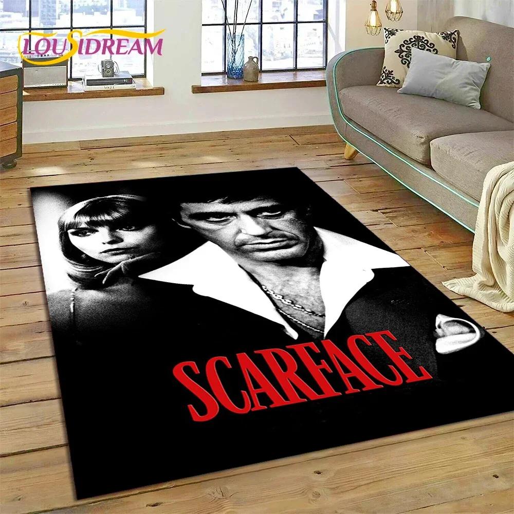 Tappeto Tappeto Movie 3D Printing Scarface Tony per Camera da Letto Soggiorno Casa Decorazione Divano, Tappetino Gioco Bambini Grande Decorazione Pavimento Regalo