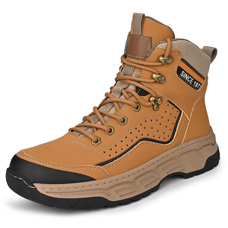Autumn and Winter Hot-selling Martin Boots Men's High-top Cotton Shoes Rhubarb Boots Outdoor Hiking Shoes Tooling Boots Batch