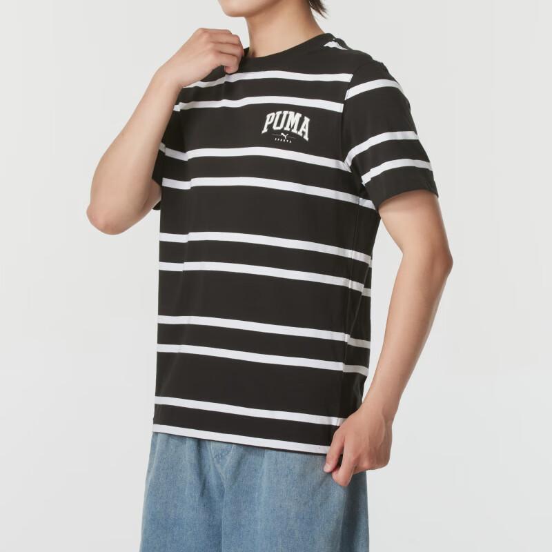 Puma Striped Fitness Training Comfortable Short Sleeve T-Shirt Men Tops Black 685563-01