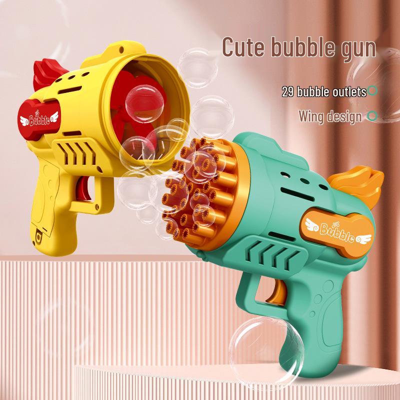 Cross 29-Hole Airplane Bubble Machine Kids' Toy - Multi-Hole Gatling Bubble Gun with Lights