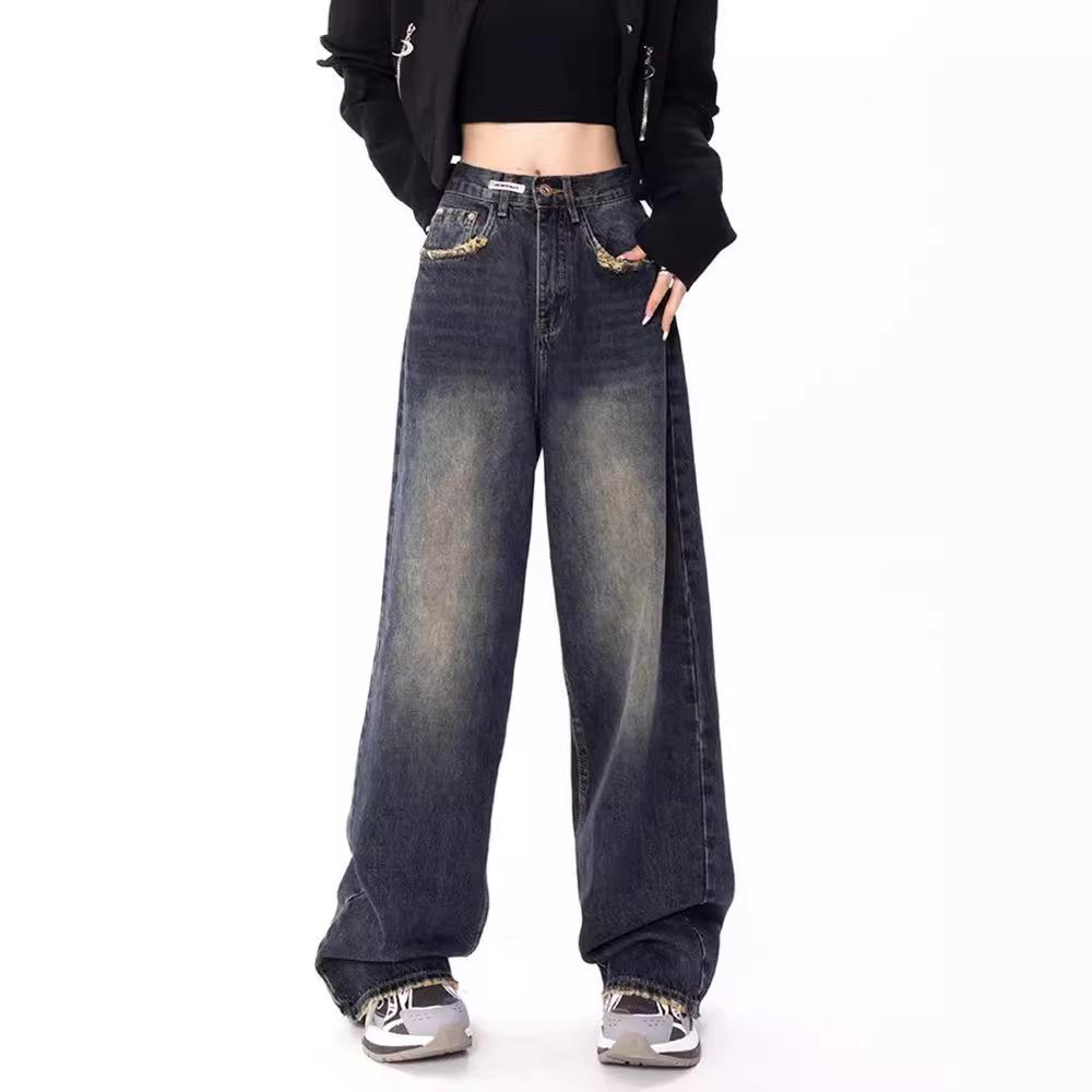 High Waist Straight Jeans Damen Locker Lässig Denim Hose Tägliche Straßenhose