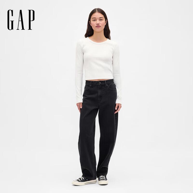 Gap Women's Embroidered Logo Basic Knit Long Sleeve Top