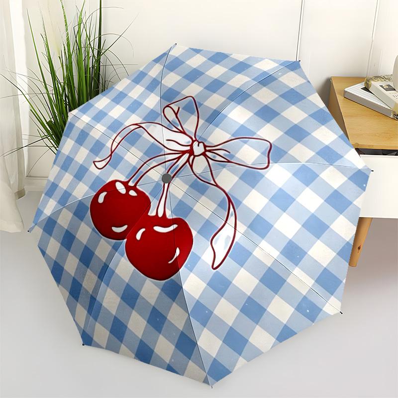 

1pc Cherries Automatic Cute Umbrella 8-Bone Design Compact Gear for Outdoor Travel, Perfect Holiday Gift yy251230044