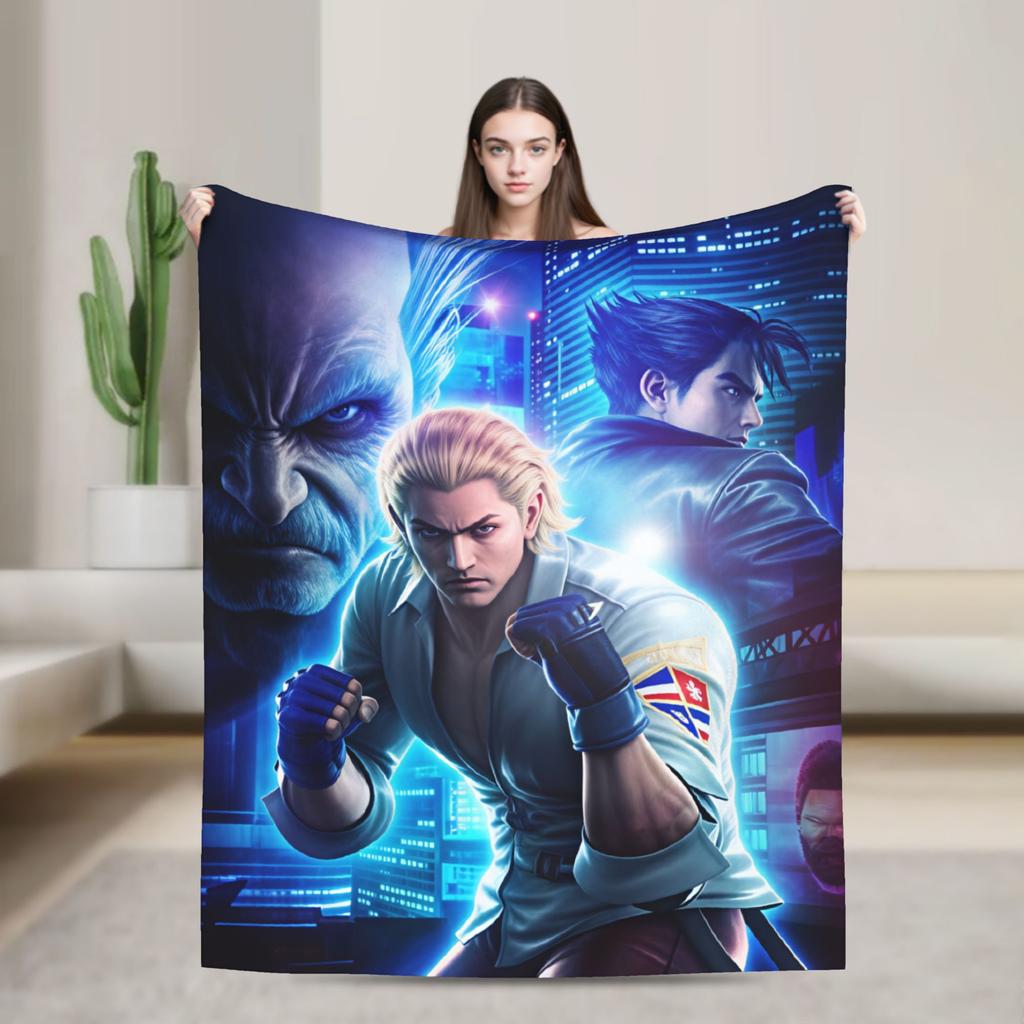 Super Soft Blanket Picnic Tekken Throw Blanket Flannel Bedspread For Couch Chair Aesthetic Sofa Bed Cover