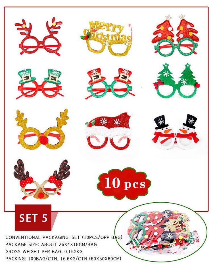 Christmas Antler Glasses & Santa Hat Set for Adults and Kids - Gift with Santa Claus Hat & Snowman Headband