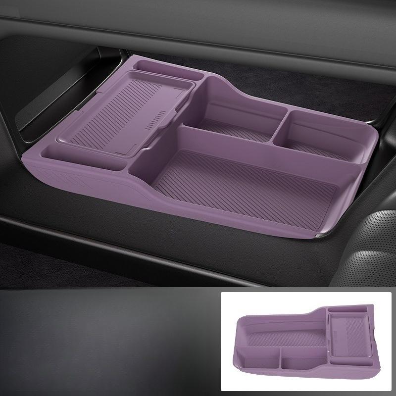 For Xiaomi SU7 2024 Central Control Lower Storage Box Tray Silicone Double-layer Private Storage Case Organizer Interior Holder