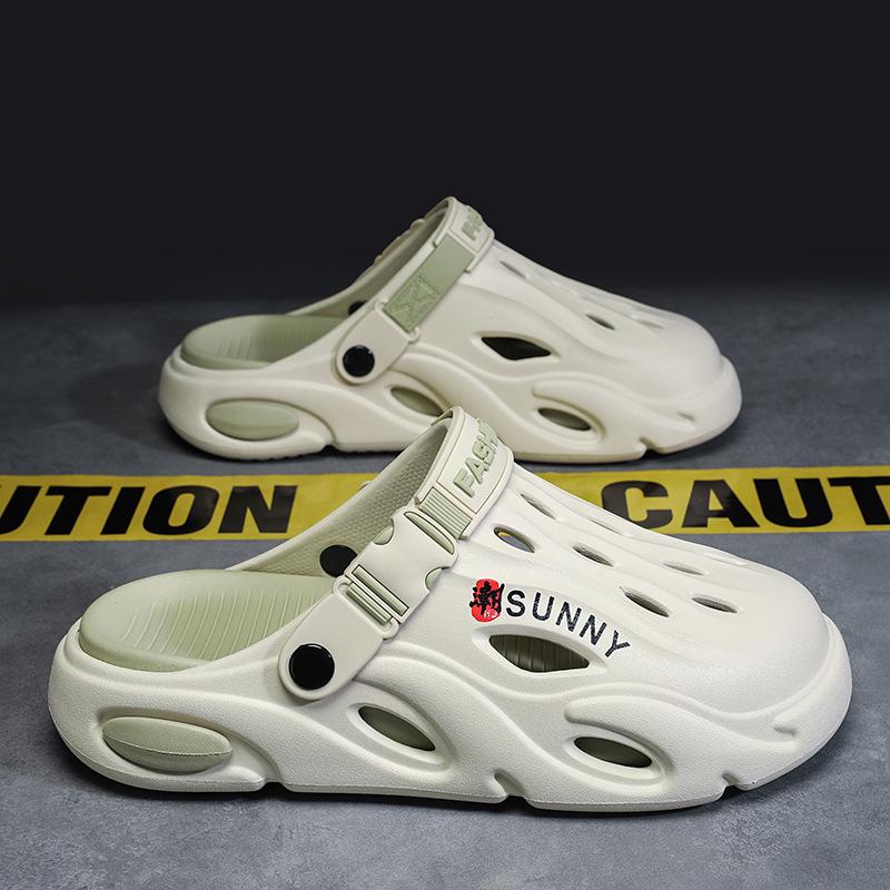Men's Outdoor Thick-Soled Casual Sandals: Non-Slip Hole Shoes & Slippers for Beach or Autumn Wear