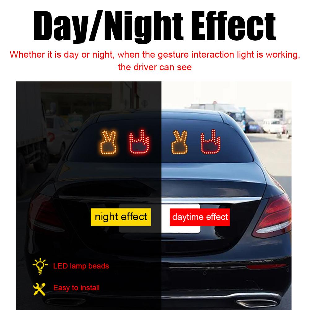 Car LED Funny Facial Expression Light With Remote Control Rear Window Multi-function Warning Reminder Lamp Accessories